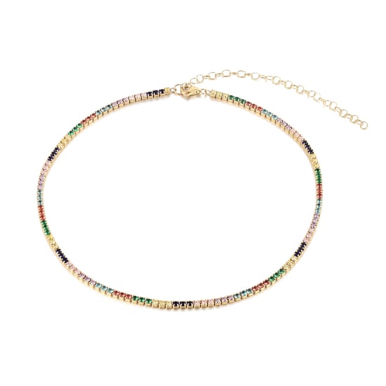 18ct Gold Plated Rainbow CZ Tennis Choker - Image 3