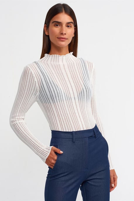 Slim Fit Ribbed Half-Turtleneck Sweater - Image 1