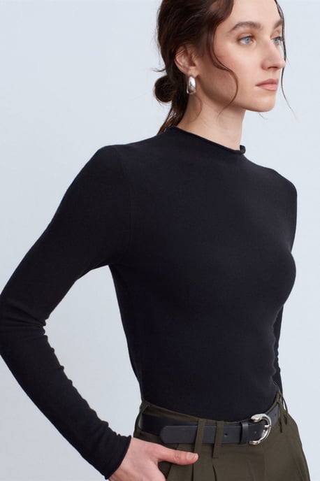 Dames Slim-fit Geribbelde Halve Coltrui - Image 1