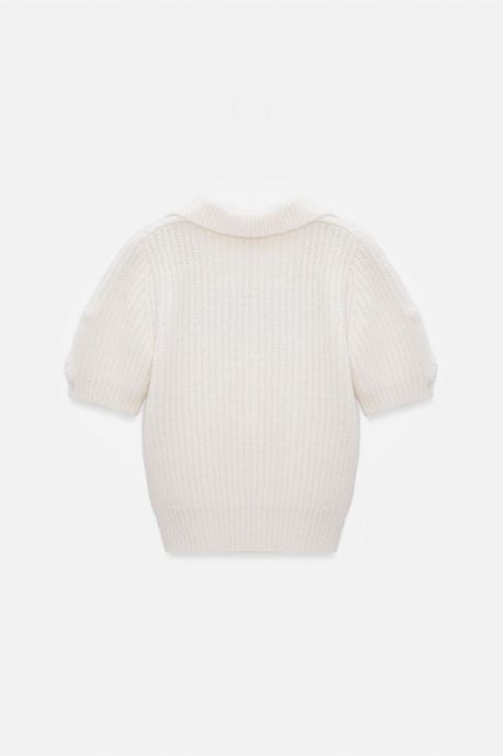 Textured Ribbed Polo-collar Sweater - Image 6