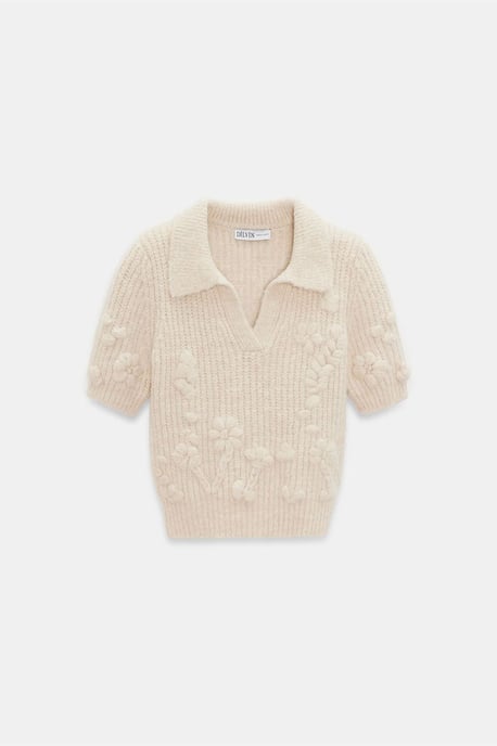 Textured Ribbed Polo-collar Sweater - Image 6