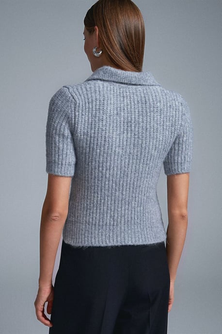 Vrouwen Aansluitende Geribbelde Polo Sweater - Image 2