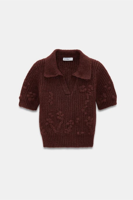 Textured Ribbed Polo-collar Sweater - Image 6