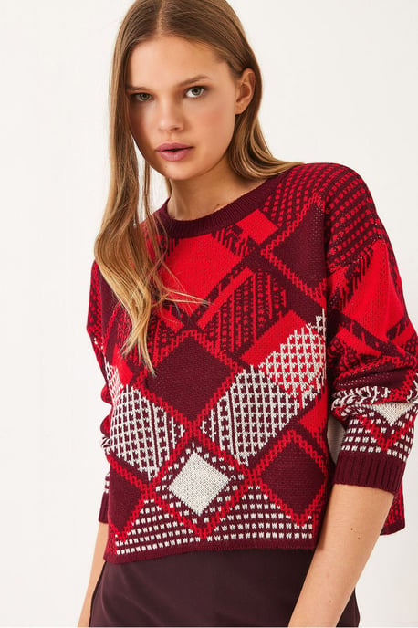 Randig Crew Neck Kortad Tröja - Image 2