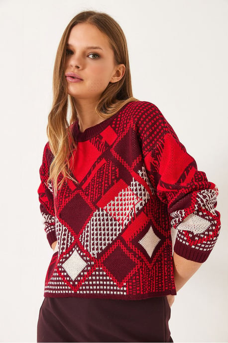 Randig Crew Neck Kortad Tröja - Image 4