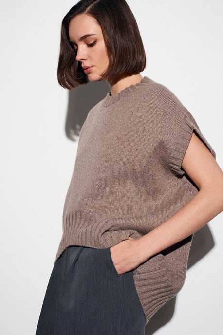 Oversized Geribbelde Gebreide Sweatervest - Image 3