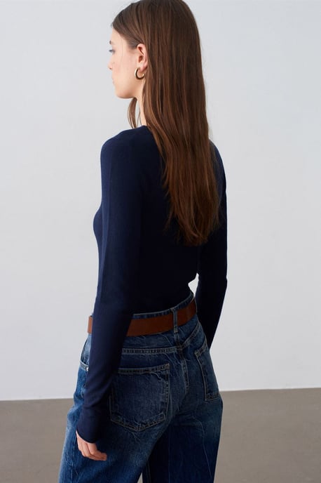 Dames Ribbel Bootneck Slim-fit Trui - Image 2