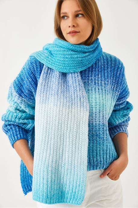 Gradient Ribbed Crew Neck Sweater - Image 1
