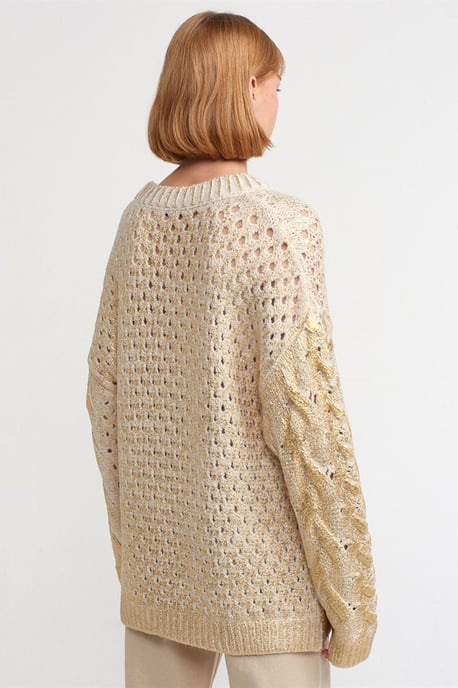 Overmatige Kabelgebreide Crew Neck Sweater - Image 2