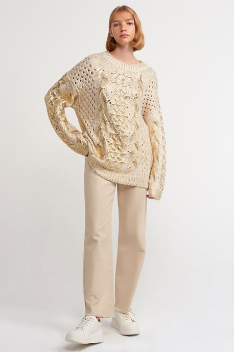Overmatige Kabelgebreide Crew Neck Sweater - Image 3