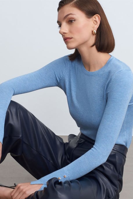 Slim Fit Geribbelde Ronde Hals Trui - Image 1