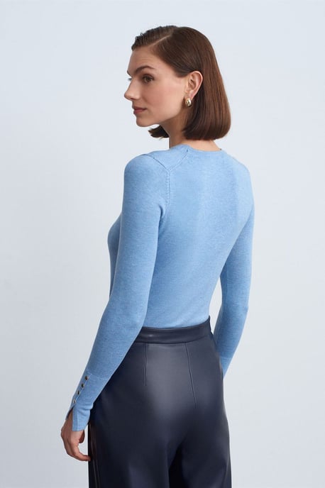 Slim Fit Geribbelde Ronde Hals Trui - Image 2