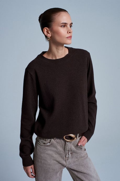 Women's Cashmere Ribbed Crew Neck Sweater - Image 2