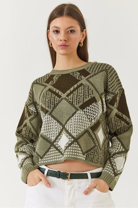 Randig Crew Neck Kort Tröja - Image 2
