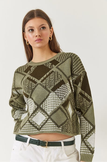 Randig Crew Neck Kort Tröja - Image 4