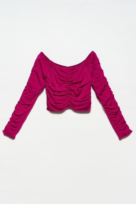 Kvinnors ribbad off-shoulder kort tröja - Image 2