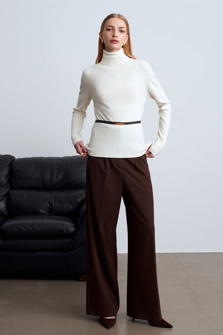 Women's Belted Turtleneck Knit Sweater - Image 4