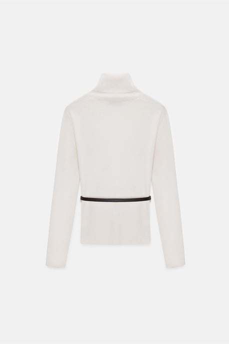 Women's Belted Turtleneck Knit Sweater - Image 6
