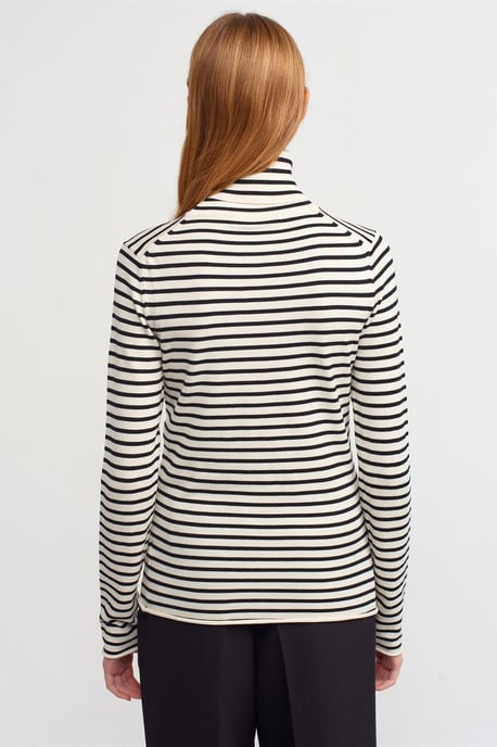 Kvinnors Randig Ribbad Turtleneck Tröja - Image 2