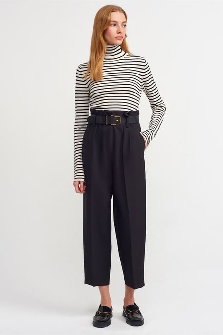 Kvinnors Randig Ribbad Turtleneck Tröja - Image 3