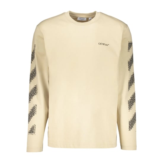 Off White Heren Crew Neck Regular T-shirt (Bruin/zwart) - Image 1