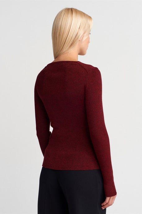 Women's Slim Fit V-Neck Ribbed Sweater - Image 2