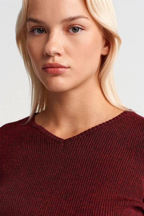 Women's Slim Fit V-Neck Ribbed Sweater - Image 3