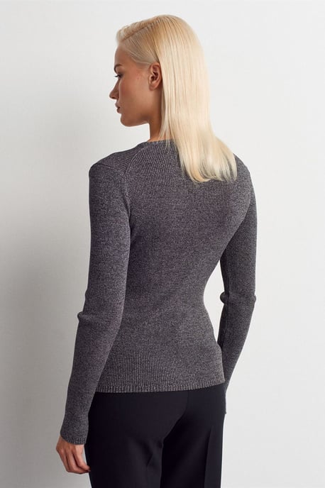 Women's Slim Fit V-Neck Ribbed Sweater - Image 2