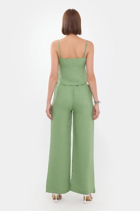 Randig Högmidjad Rak Ben Pyjamasbyxa med Bältesdetalj - Image 5