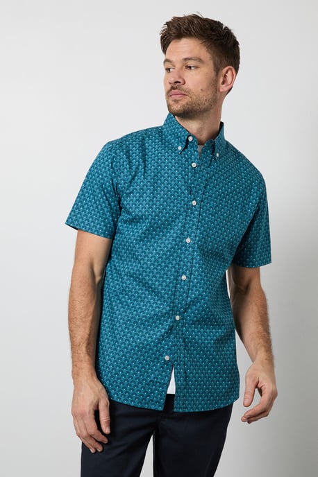 Blue Print Short Sleeve Shirt - Image 1
