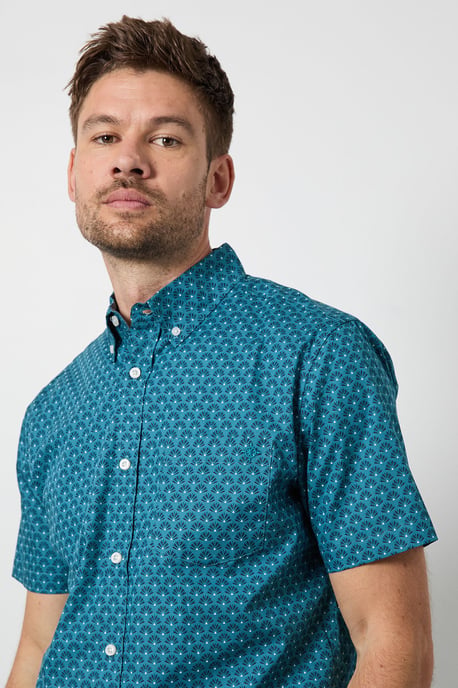 Blue Print Short Sleeve Shirt - Image 2