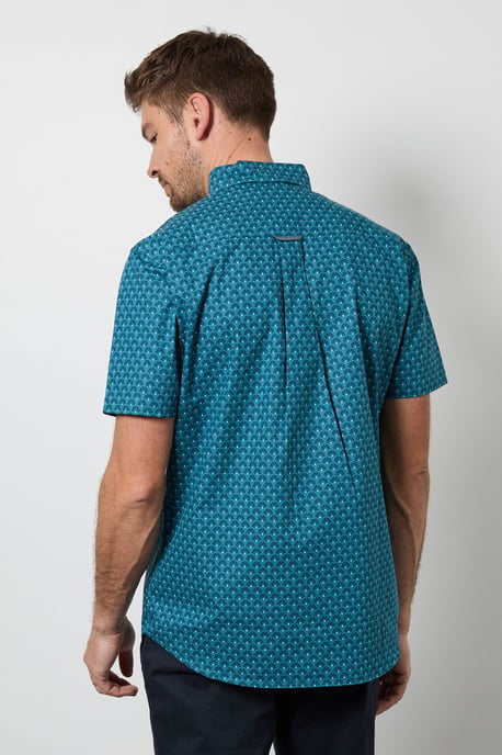 Blue Print Short Sleeve Shirt - Image 3