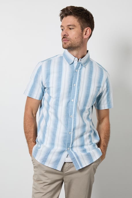 Teal Stripe Short Sleeve Shirt - Image 1