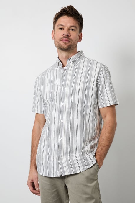 White Striped Short Sleeve Shirt - Image 1