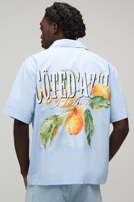 Oversized Short Sleeve Orange Print Shirt - Image 1