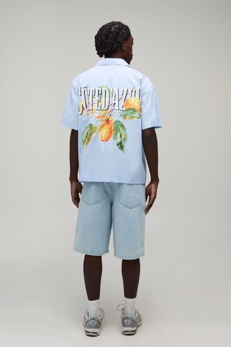 Oversized Short Sleeve Orange Print Shirt - Image 2