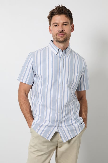 Blue Multi Stripe Short Sleeve Shirt - Image 1