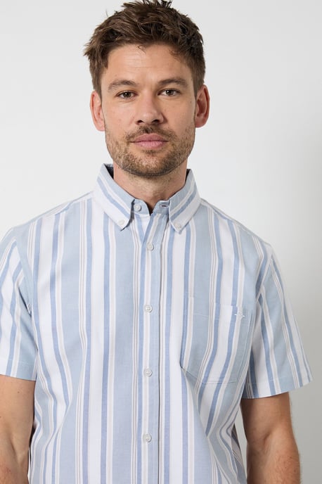 Blue Multi Stripe Short Sleeve Shirt - Image 2