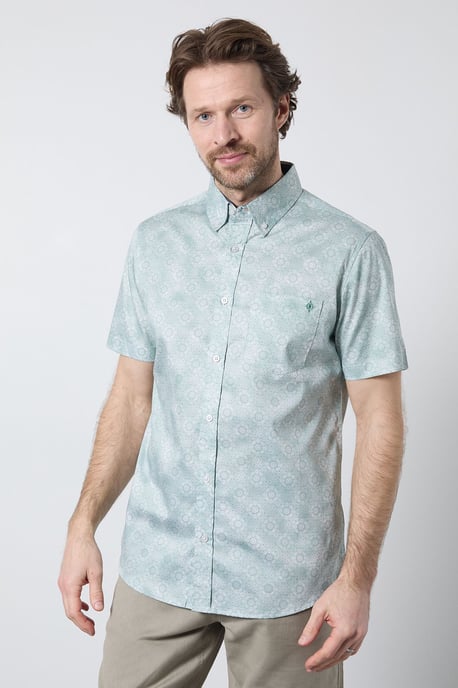 White Tile Print Short Sleeve Shirt - Image 1