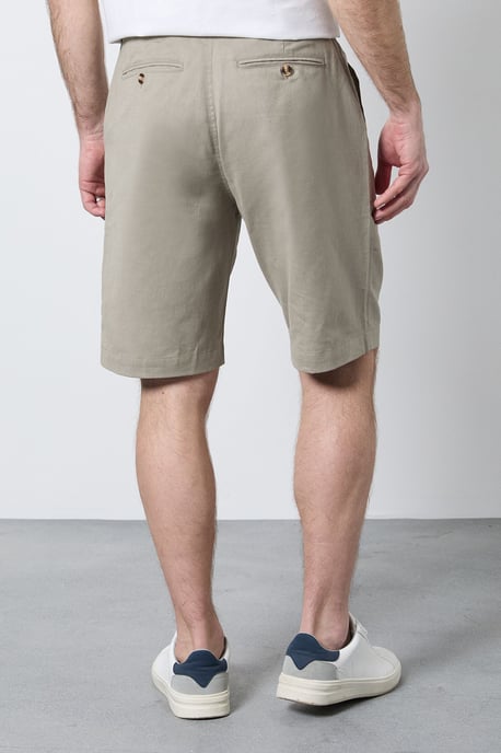 Khaki Premium Cotton Linen Shorts - Image 3