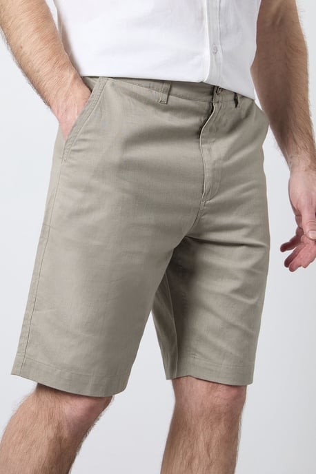 Khaki Premium Cotton Linen Shorts - Image 4