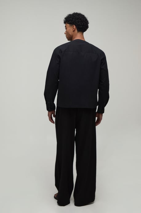 Oversized Boxy Long Sleeve Henley Shirt - Image 2