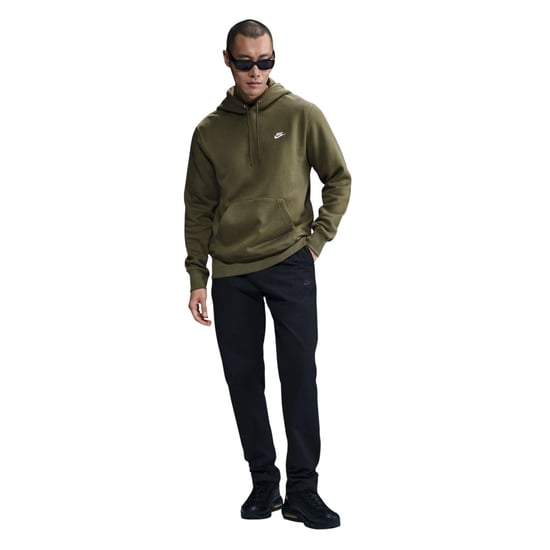 Nike Mens Club Fleece Pullover Hoodie (Oliv/vit) - Image 1