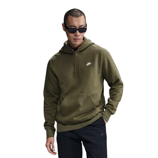 Nike Mens Club Fleece Pullover Hoodie (Oliv/vit) - Image 2