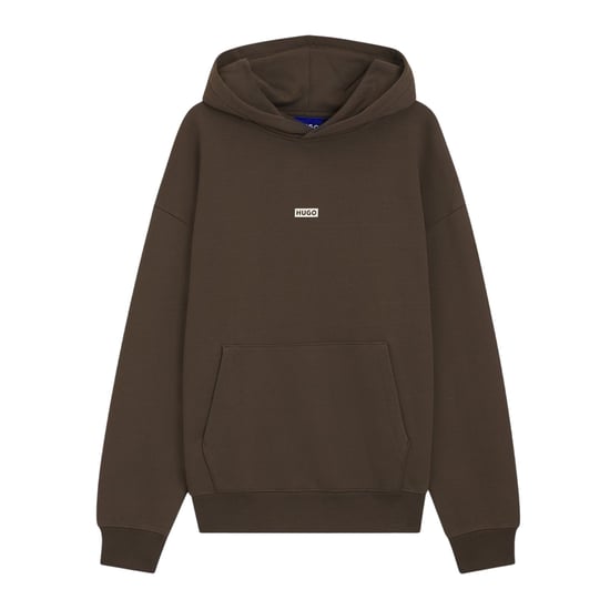 Hugo Heren Logo Katoen Overhead Relaxed Fit Hoodie (Donkerbruin) - Image 1