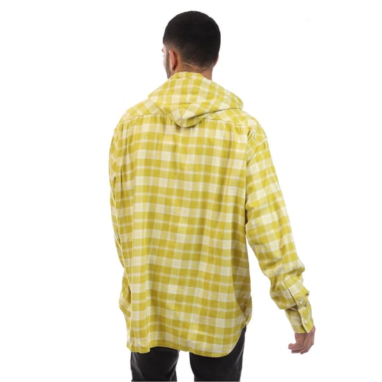 Diesel Unisex geruit overhemd met kap met lange mouwen voor volwassenen (Geel) - Image 4