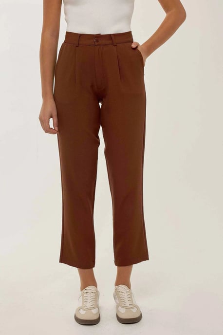 High Waist Pleated Pipe Leg Pants - Image 2