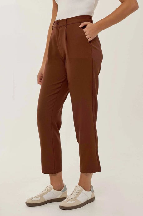 High Waist Pleated Pipe Leg Pants - Image 3
