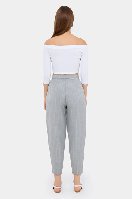 High-Waist Striped Carrot Trousers - Image 4