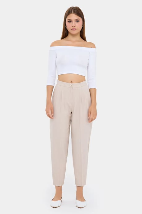 High-Waist Striped Carrot Trousers - Image 3